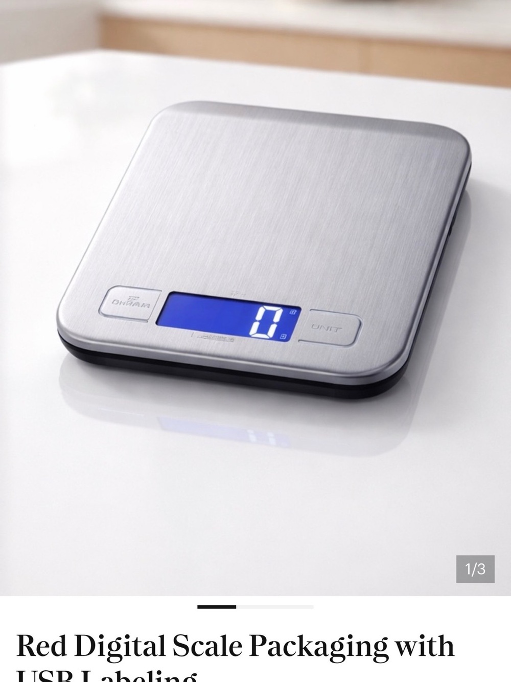 Digital Package Scale with Blue Backlit Display - Stainless Steel
